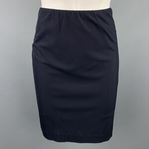 JIL SANDER Size 6 Navy Jersey Elastic Waistband Pencil Skirt